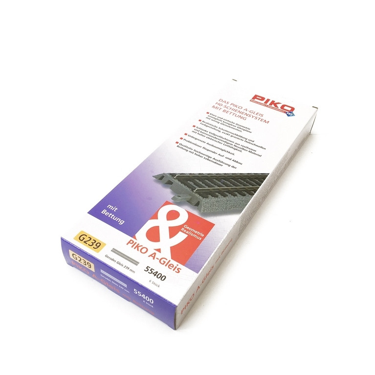 Rail droit 239 mm avec ballast-HO 1/87-PIKO 55400