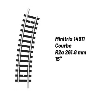 Rail Courbe R2a 261.8 mm 15°-N-1/160-MINITRIX 14911