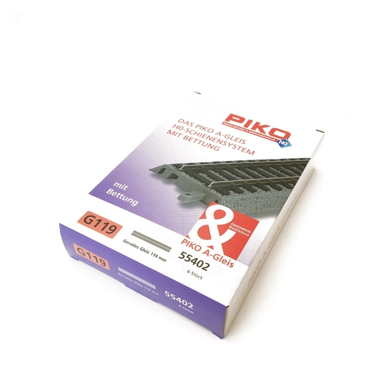 Rail Droit 119 mm avec ballast-HO 1/87-PIKO 55402