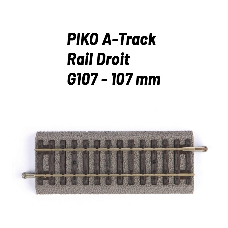 Rail Droit 107 mm avec ballast-HO 1/87-PIKO 55404