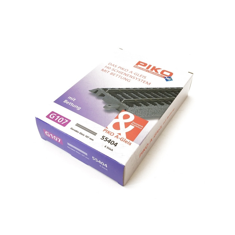 Rail Droit 107 mm avec ballast-HO 1/87-PIKO 55404
