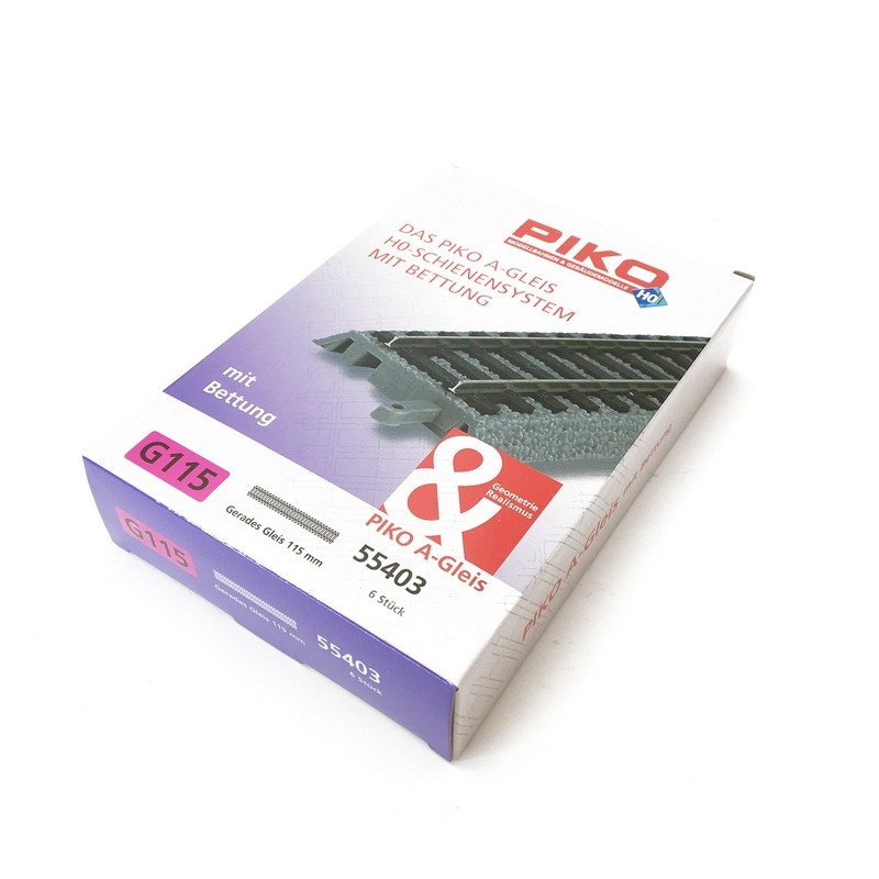 Rail Droit 115 mm avec ballast-HO 1/87-PIKO 55403
