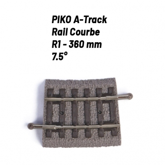 Rail Courbe R1 360 mm 7.5° avec ballast-HO 1/87-PIKO 55417