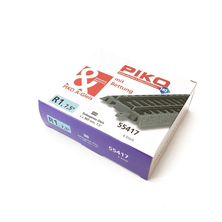 Rail Courbe R1 360 mm 7.5° avec ballast-HO 1/87-PIKO 55417