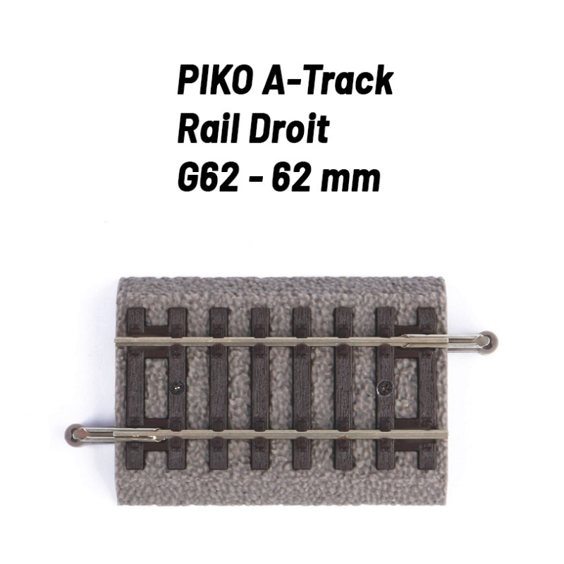 Rail Droit 62 mm avec ballast-HO 1/87-PIKO 55405