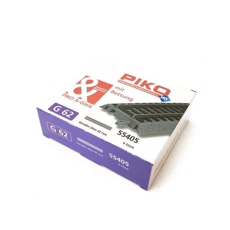 Rail Droit 62 mm avec ballast-HO 1/87-PIKO 55405