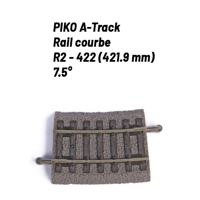 Rail Courbe R2 - 422 mm 7.5°-HO 1/87-PIKO 55418