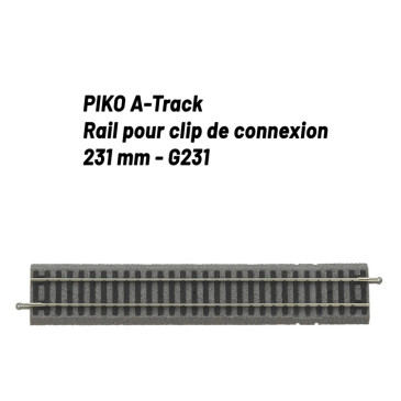 Rail pour clip de connexion 231 mm avec ballast-HO 1/87-PIKO 55406