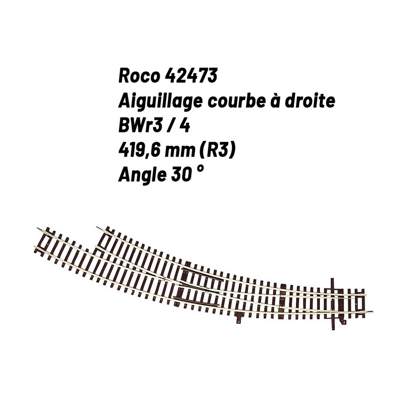 Aiguillage courbe droite R3 30 degrés-HO-1/87-ROCO 42473