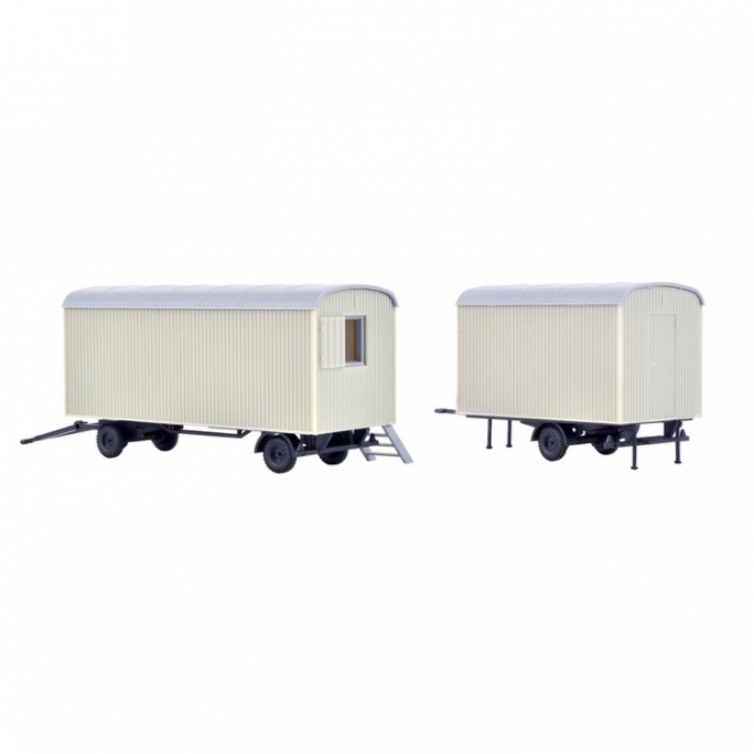 2 roulottes chantier HO KIBRI 10278 modélisme ferroviaire et diorama