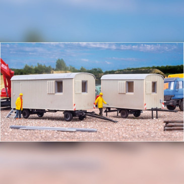 2 roulottes chantier HO KIBRI 10278 modélisme ferroviaire et diorama
