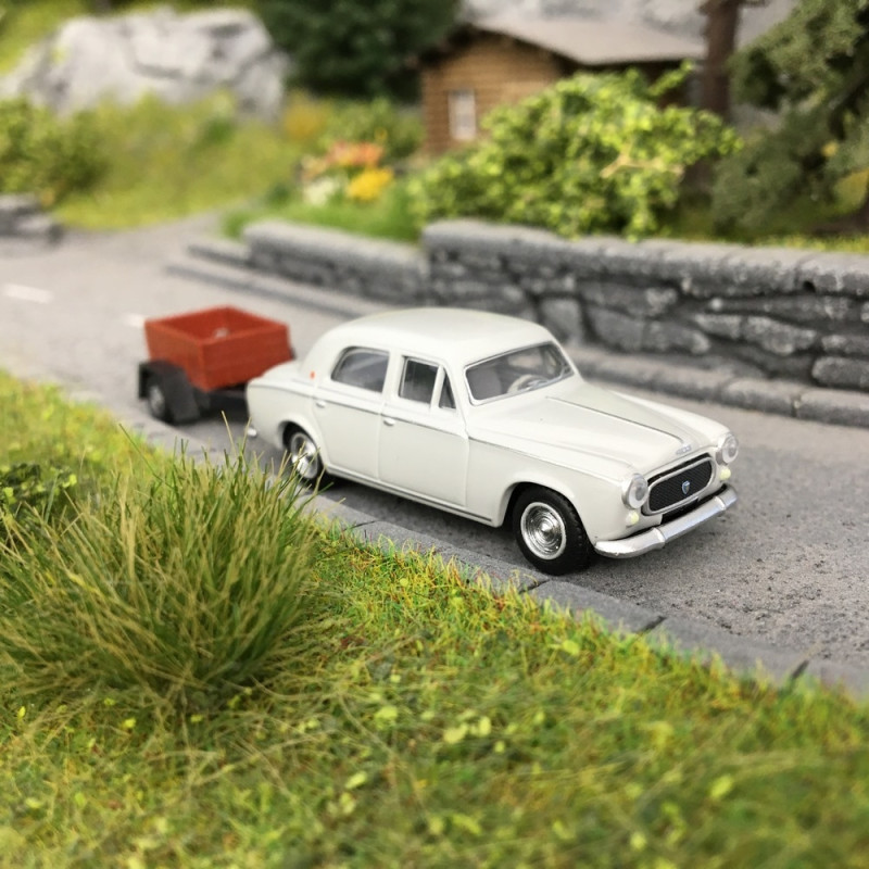 Peugeot 403 Grise + Remorque-HO 1/87-SAI 6239