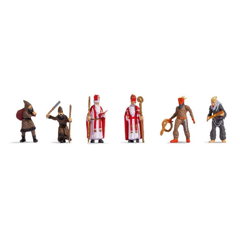 6 personnages St Nicolas + Père Fouettard - HO 1/87 - NOCH 15929