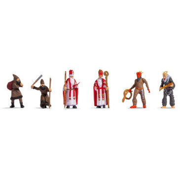 6 personnages St Nicolas + Père Fouettard - HO 1/87 - NOCH 15929