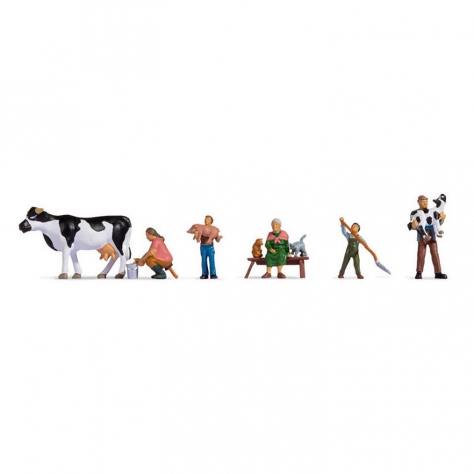 5 personnages à la ferme + animaux - HO 1/87 - NOCH 15609