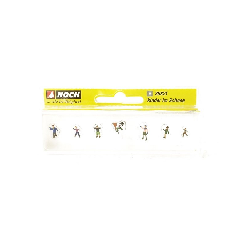 6 enfants jouant dans la neige + bonhomme de neige - N 1/160-NOCH 36821