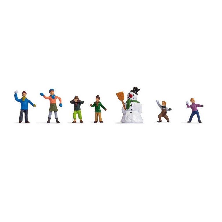 6 enfants jouant dans la neige + bonhomme de neige - N 1/160-NOCH 36821