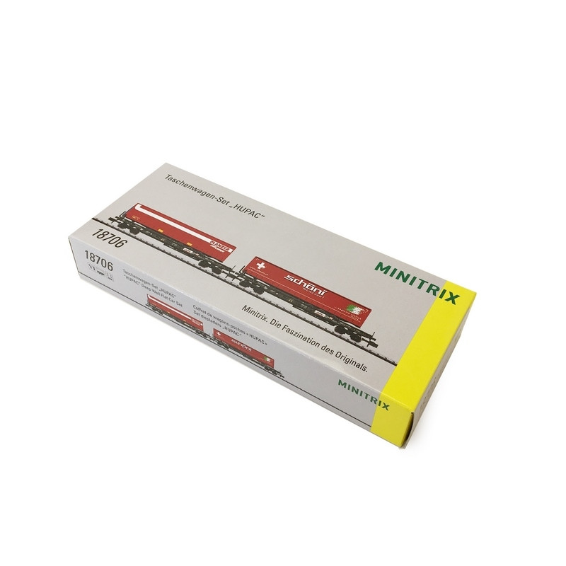 2 wagons poche "HUPAC" Schöni et Planzer-N 1/160-MINITRIX 18706