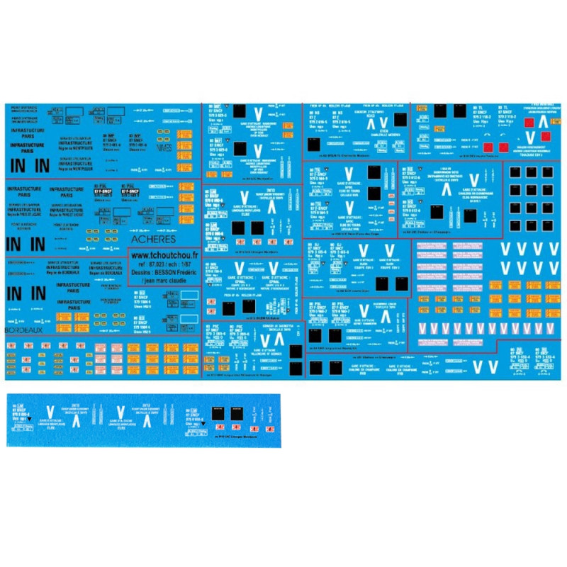 Voitures de service SNCF décalcomanies-HO 1/87-TCHOUTCHOU 87023