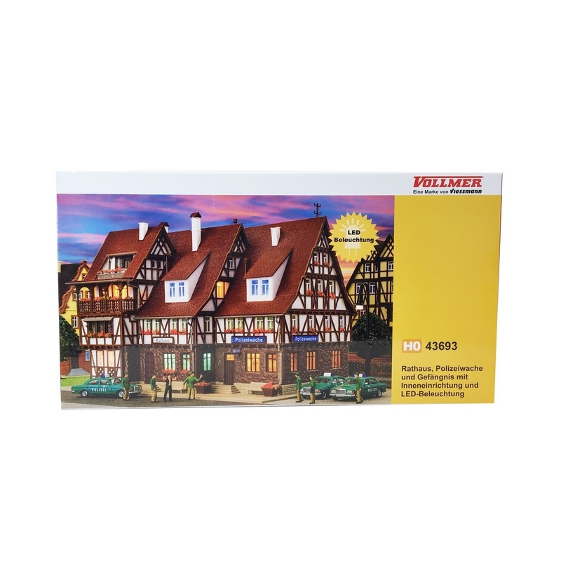 Bâtiment administratif avec aménagement et éclairage-HO 1/87-VOLLMER 43693