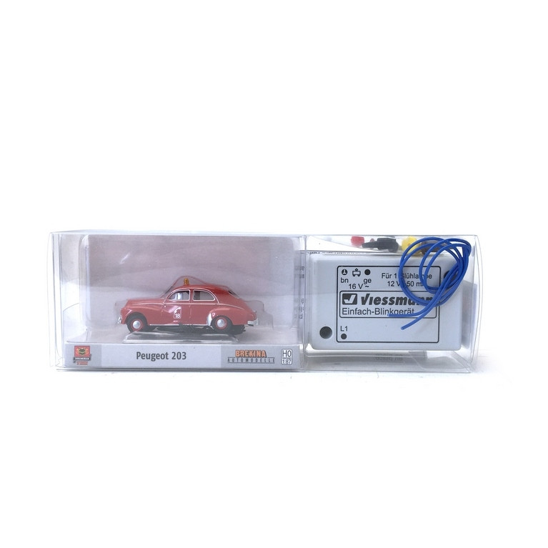 Peugeot 203 Pompiers 18 + module Gyrophare clignotant -HO 1/87-SAI 900