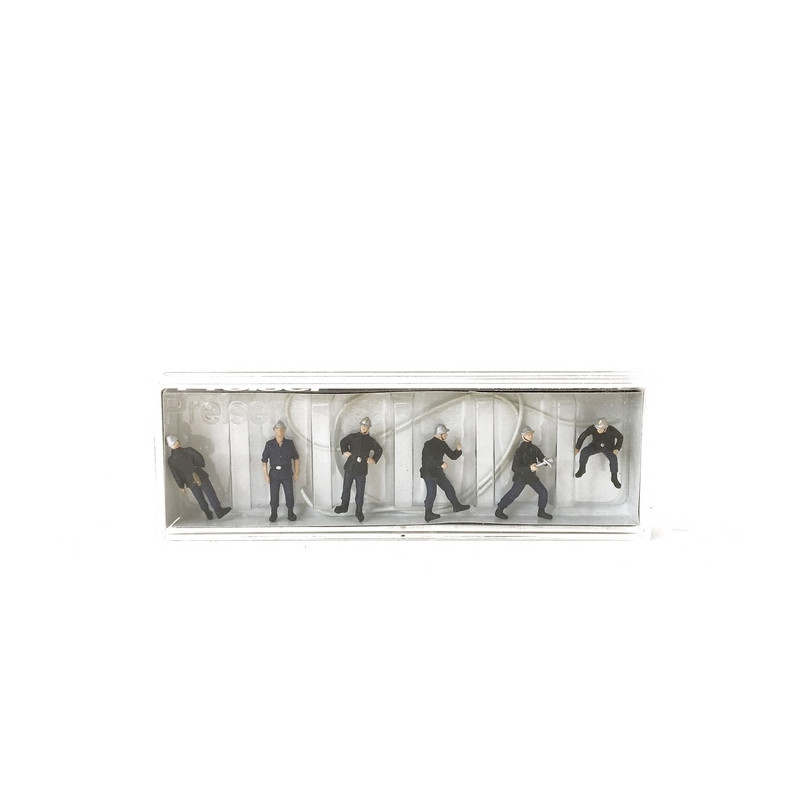 6 Pompiers Français + Lance - HO 1/87 - PREISER 10233
