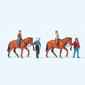 4 personnages + 2 chevaux Equitation-HO 1/87-PREISER 10794