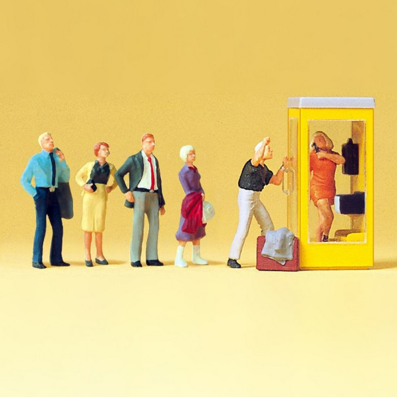 6 Personnages + 1 Cabine Téléphonique - HO 1/87 - PREISER 10523