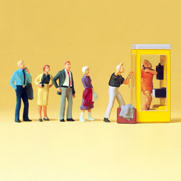 6 Personnages + 1 Cabine Téléphonique - HO 1/87 - PREISER 10523