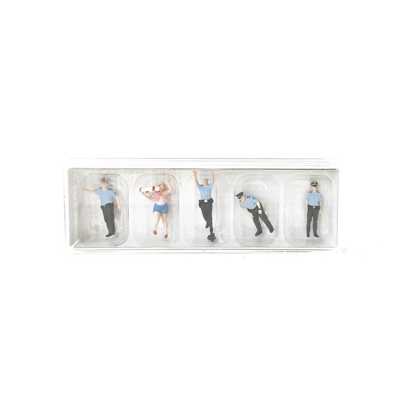 4 Policiers + 1 civile - Sauvetage-HO 1/87-PREISER 10744