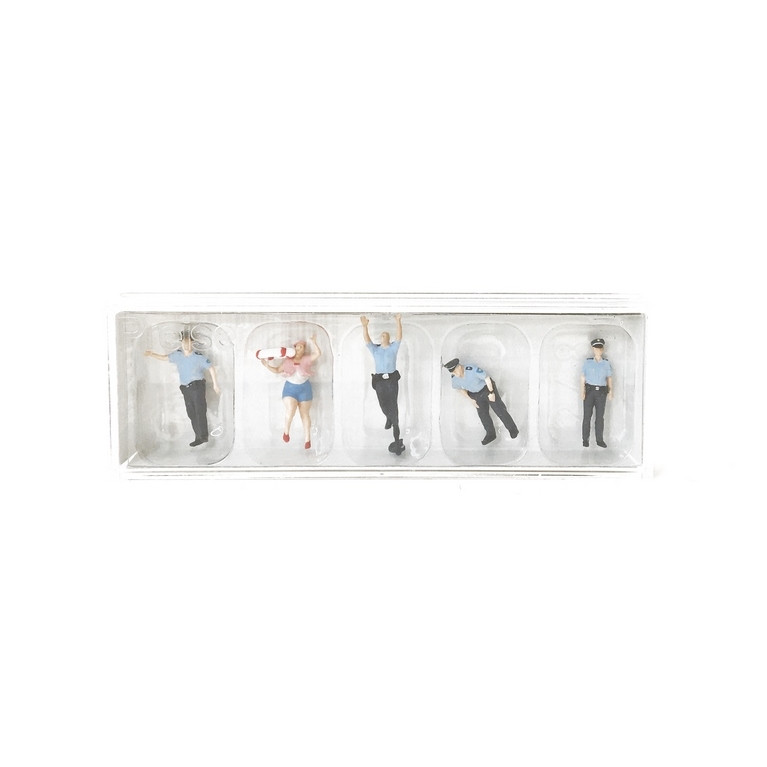 4 Policiers + 1 civile - Sauvetage-HO 1/87-PREISER 10744