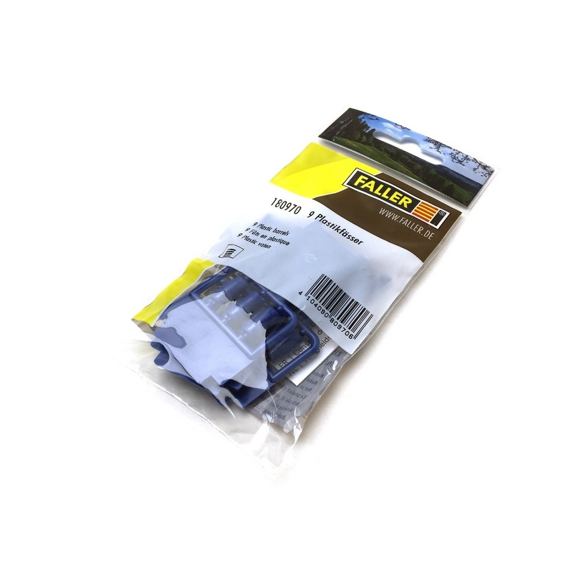 9 fûts en plastique bleu - HO 1/87 - FALLER 180970