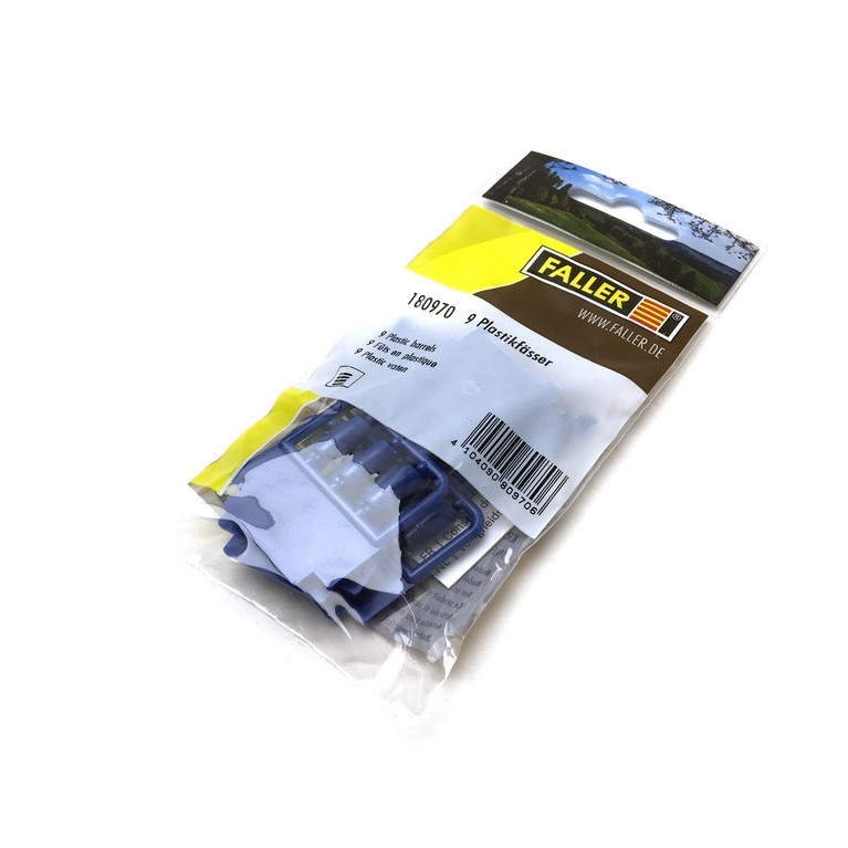 9 fûts en plastique bleu - HO 1/87 - FALLER 180970