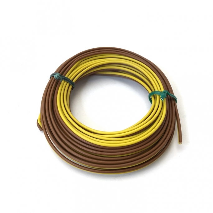 Câble Marron / Jaune 2 brins souple cuivre 5 m / 0.14 mm² - HERKAT 3631