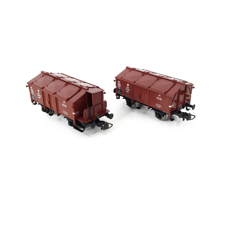 2 wagons à couvercle rabattable, PKP Ep III -HO 1/87-ROCO 76043
