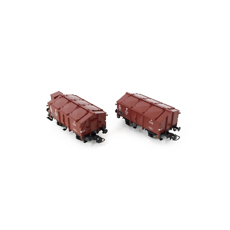 2 wagons à couvercle rabattable, PKP Ep III -HO 1/87-ROCO 76043