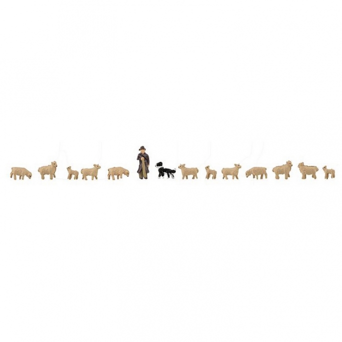 Berger et son troupeau de moutons + chien-N-1/160-FALLER 155901
