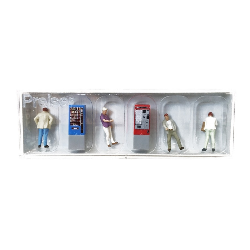 4 Personnages + 2 Distributeurs automatiques-HO 1/87-PREISER 10751