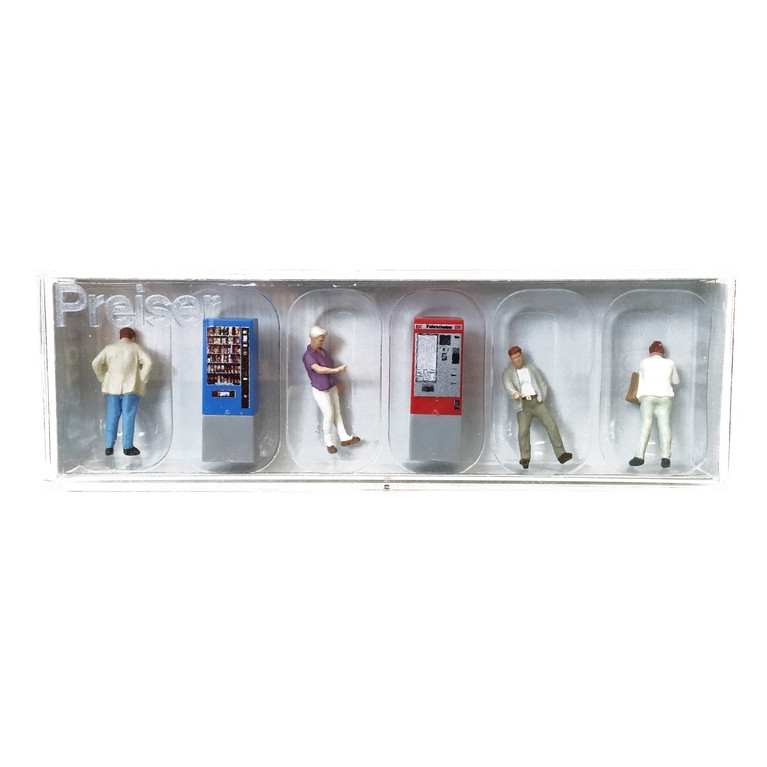4 Personnages + 2 Distributeurs automatiques-HO 1/87-PREISER 10751