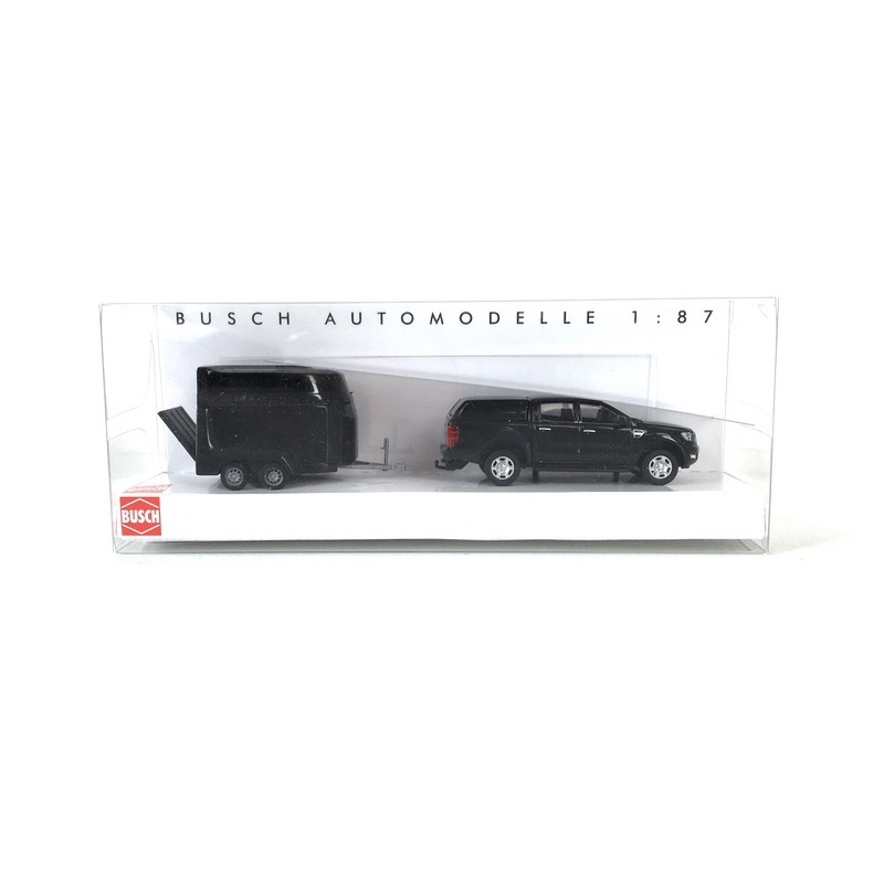 Ford Ranger avec Van à Chevaux-HO-1/87-BUSCH 52814