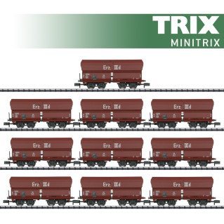 10 wagons-trémies type Erz IIId DB Ep III-N 1/160-MINITRIX 15458