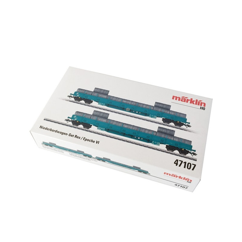 2 wagons à bords bas type Res Trenitalia Ep VI-HO 1/87-MARKLIN 47107