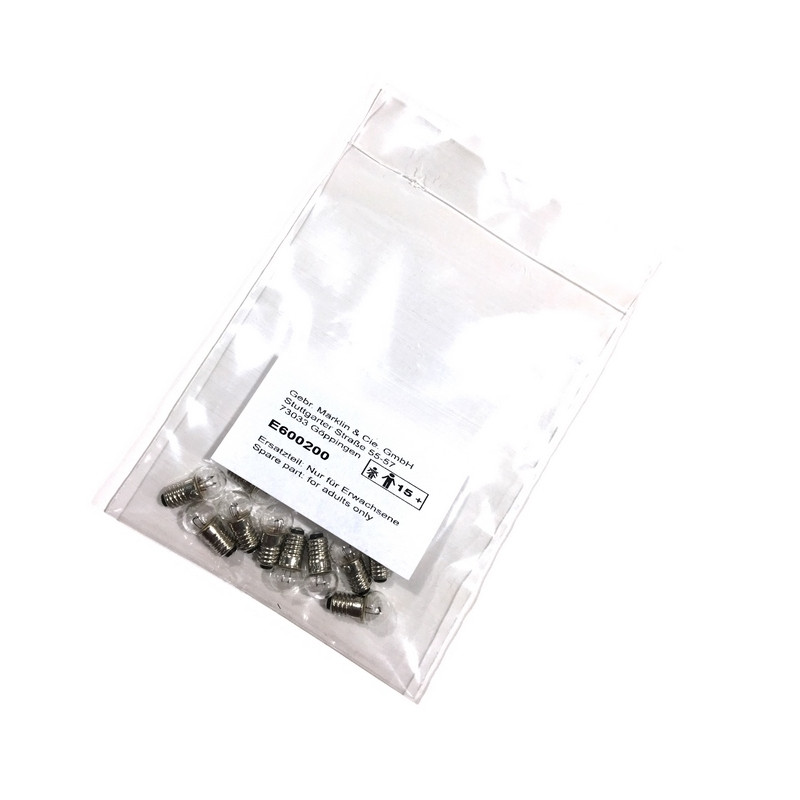 10 Ampoules a vis Blanches, 19 volts - HO 1/87 - MARKLIN E600200
