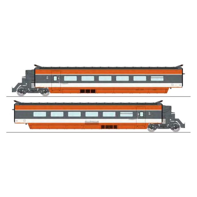 Coffret TGV PSE 2 éléments R2/R5/R6, N°69 rame d'origine, Sncf Ep IV -HO 1/87-REE TGV003