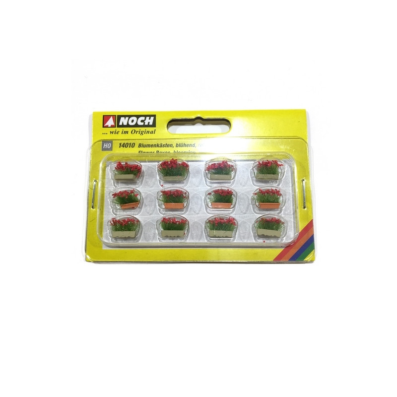 Jardinières fleuries en rouge-HO 1/87-NOCH 14010