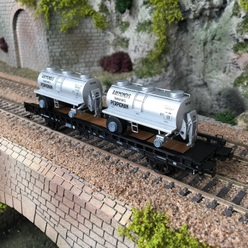 REE - WAGON UFR Biporteur citernes CECI SNCF ep. III réf. WB-614 Neuf HO 1/87