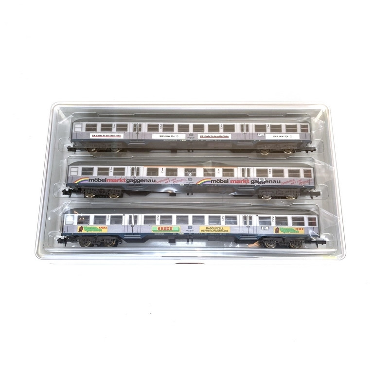 3 voitures Silberling Publicitaires DB Ep V-N 1/160-MINITRIX 18213