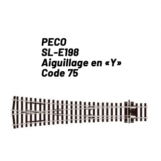Aiguillage en "Y" Grand Rayon code 75-HO 1/87-PECO SLE198