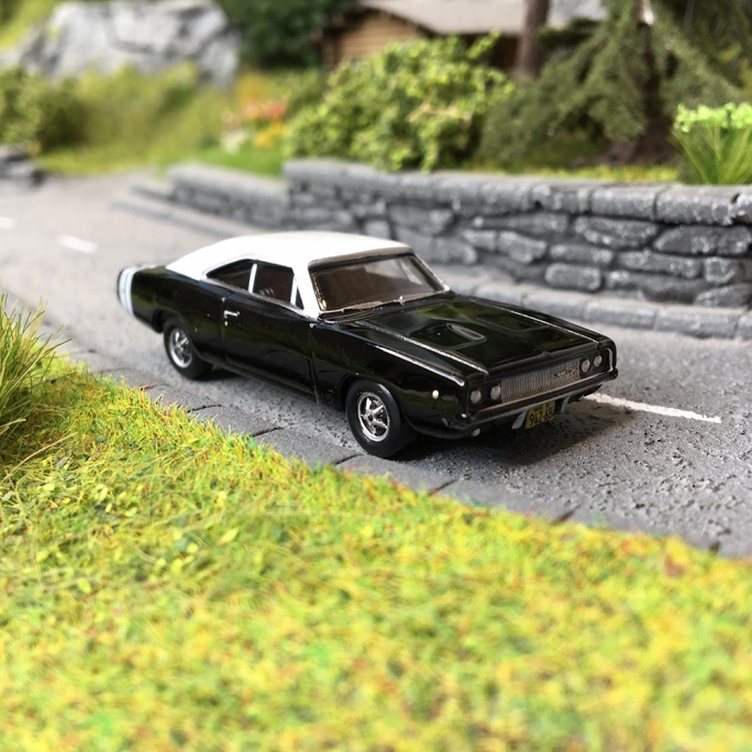 Dodge Charger 1968 Noire / Blanche-HO-1/87-OXFORD 33419