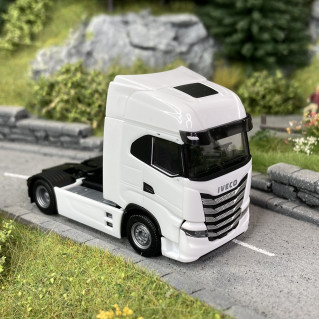 Camion Miniature HERPA Iveco S-Way 4x2 Avec Remorque Bâchée 3 Essieux, 1/87, SOLLE
